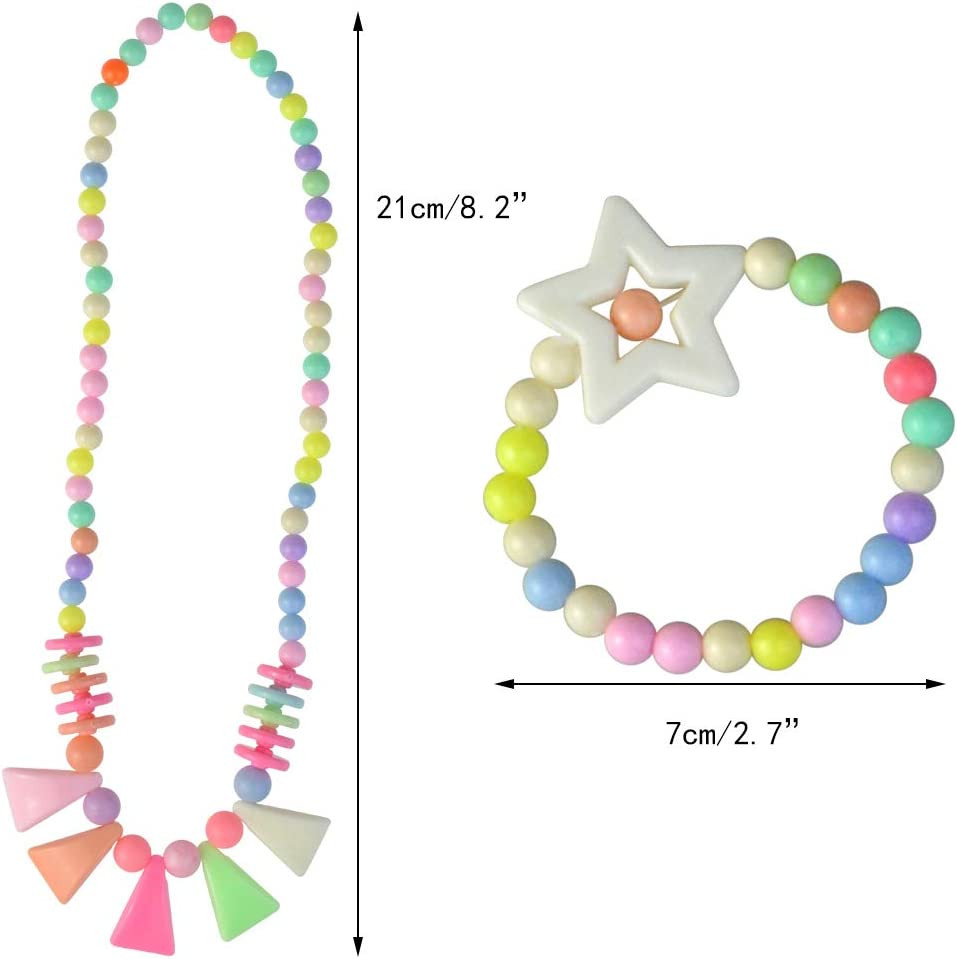 20Pcs Princess Necklace Bracelet Set, Teenager Costume Jewelry Play Jewelry for