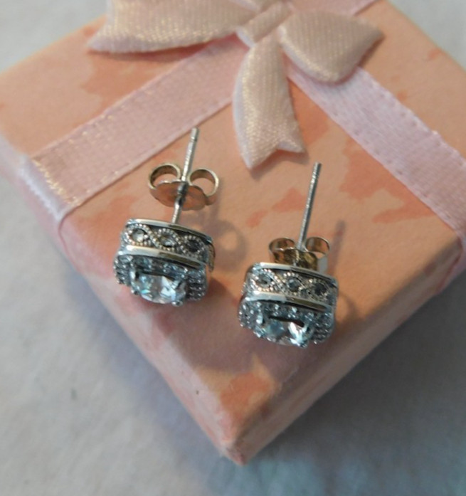OTC 925 Cubic Zirconia CZ Sterling Silver Stud Earrings