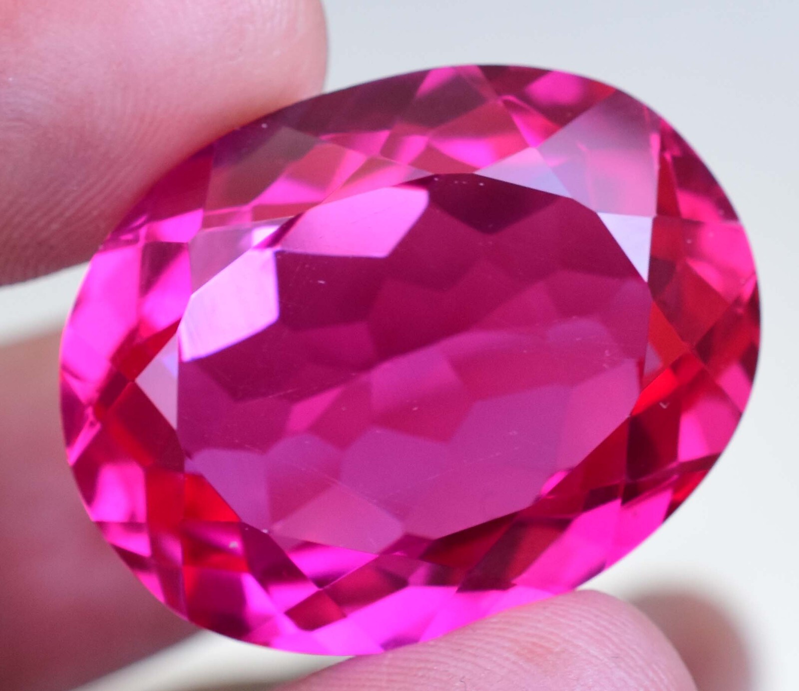 80.85 Ct Natural Flawless Mogok Pink-Red Ruby Certified Oval Cut Loose Gemstone