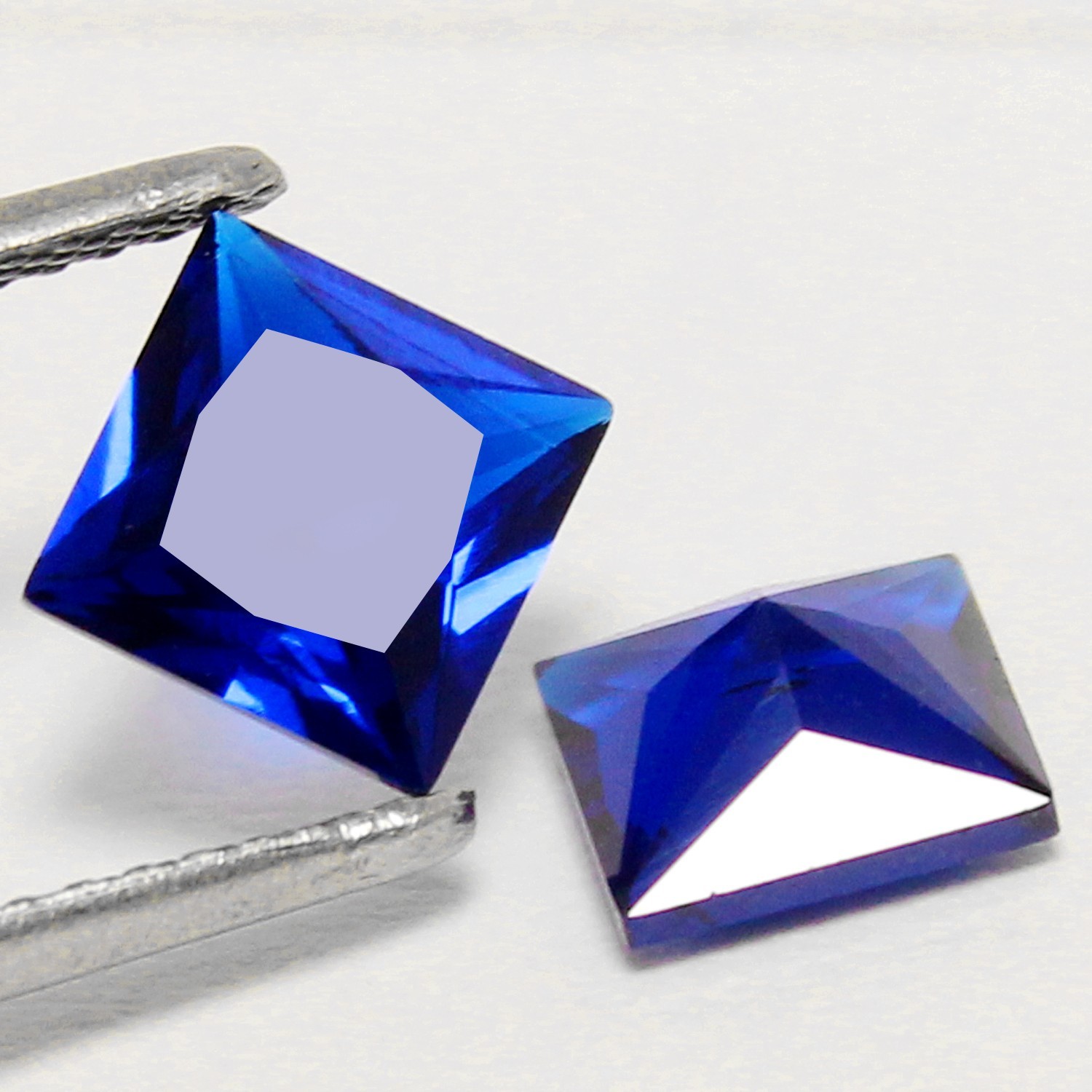 Natural Certified Ceylon Blue Sapphire 10.00 MM Princess Cut Pair Loose Gems