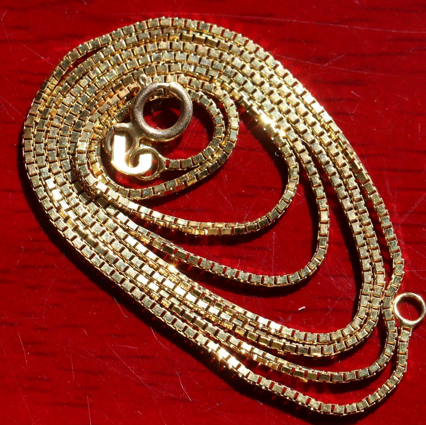 14k yellow gold necklace 18.0″ box link chain vintage handmade 2.6gr N2801