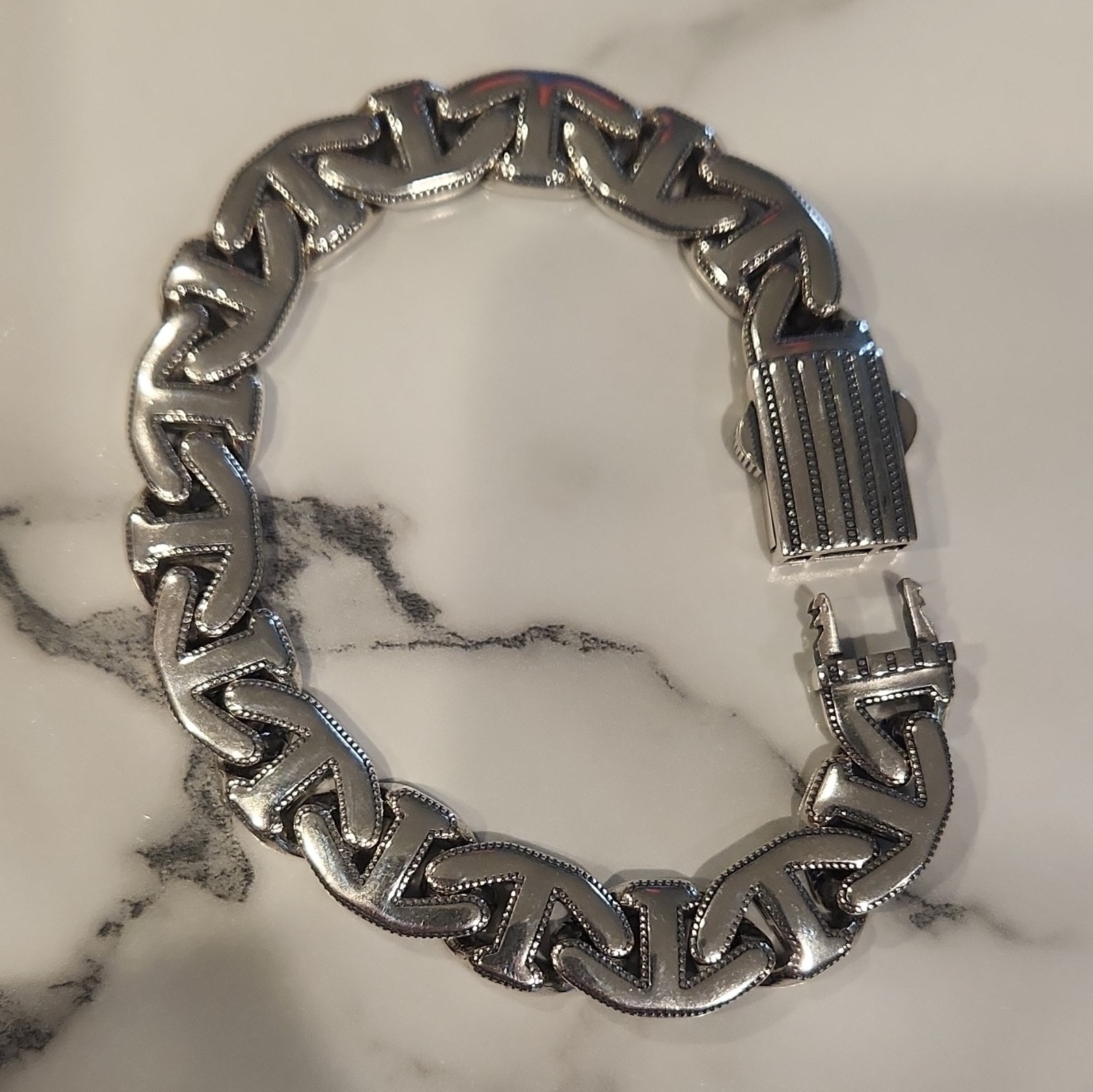 925 Sterling Silver 11.5mm 28 Grams Mariner Chain Link Bracelet Box Clasp