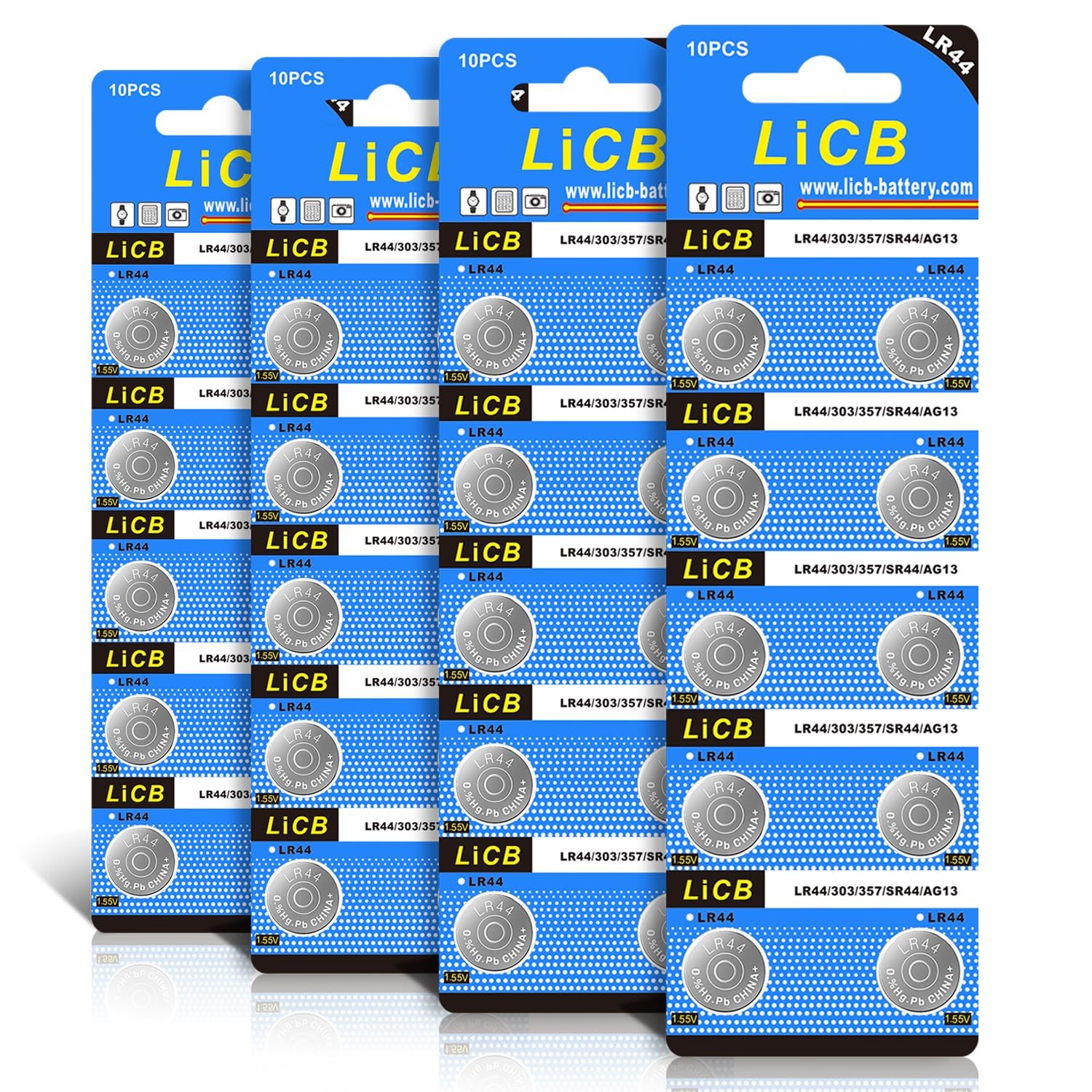 LiCB 40 Pack LR44 AG13 357 303 SR44 Batteries 1.5V 10 Count (Pack of 4)