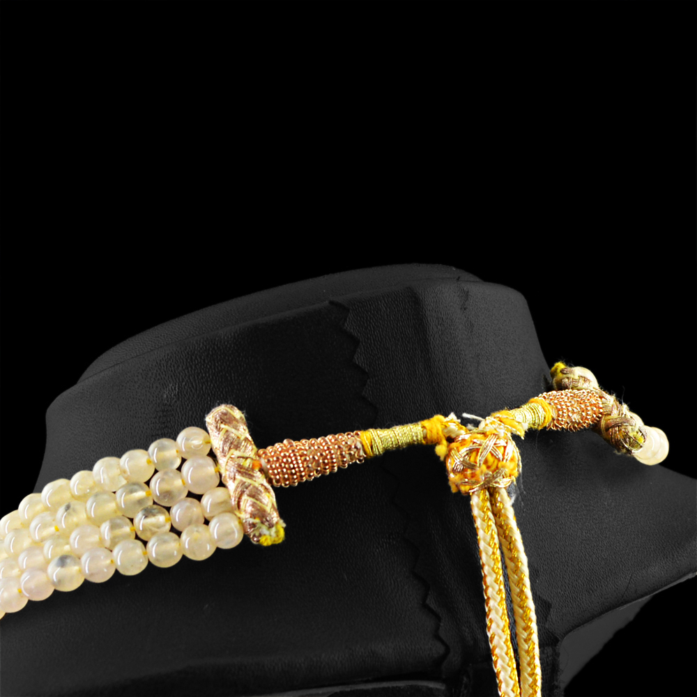 361.50 CTS NATURAL YELLOW AVENTURINE 4 LINE ROUND BEADS NECKLACE – PARTY WEAR