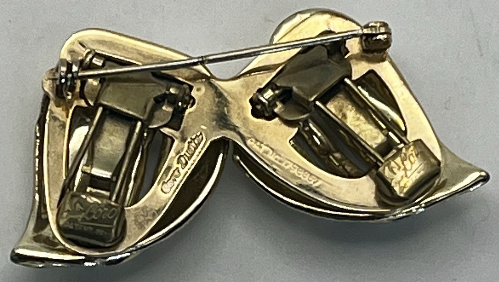 VINTAGE ART DECO 1930s CORO DUETTE BROOCH PAT 1798867 SILVERTONE 3PC 2.5”.