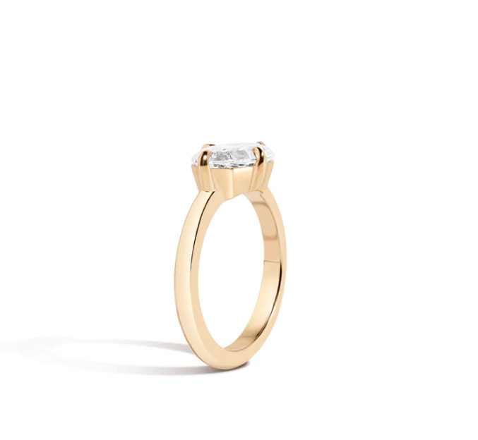 1.50 Ct GLI IGI Lab Grown Marquise Step Cut Diamond Solid 14k Yellow Gold Ring