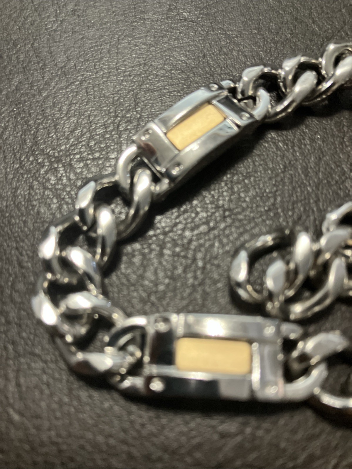 14kt & 925 Sterling Silver Combination Cuban Solid Bracelet 60grams 9.5inches