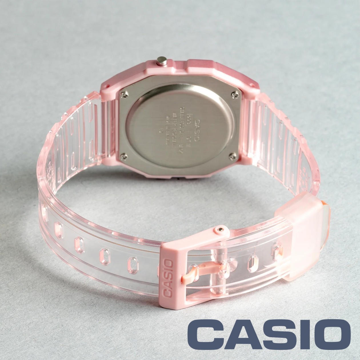 CASIO F-91WS-4JH Transparent Pink Band Classic Digital Watch