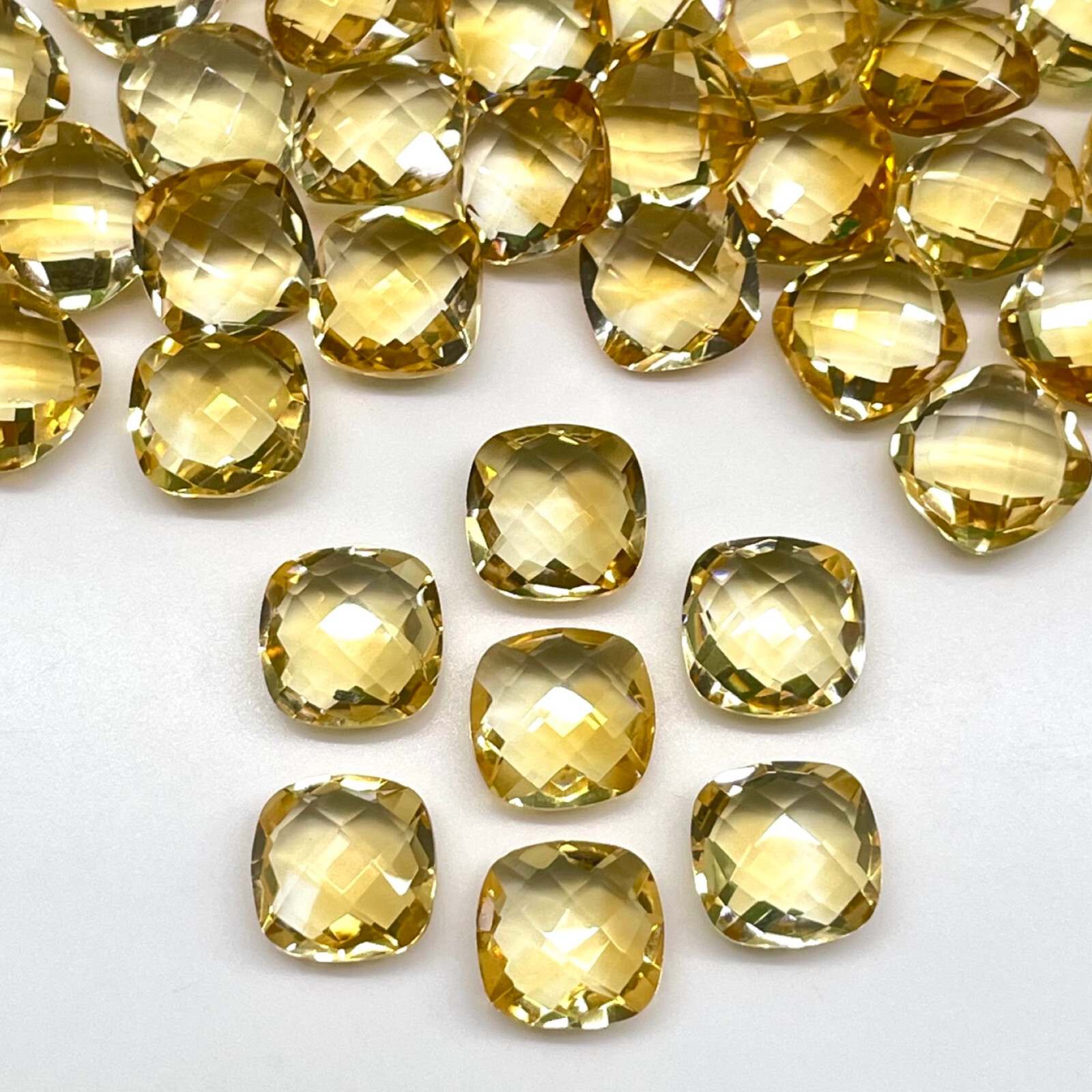 VVS 7 Pcs Natural Citrine 10mm Cushion Checker Cut Loose Gemstones Lot