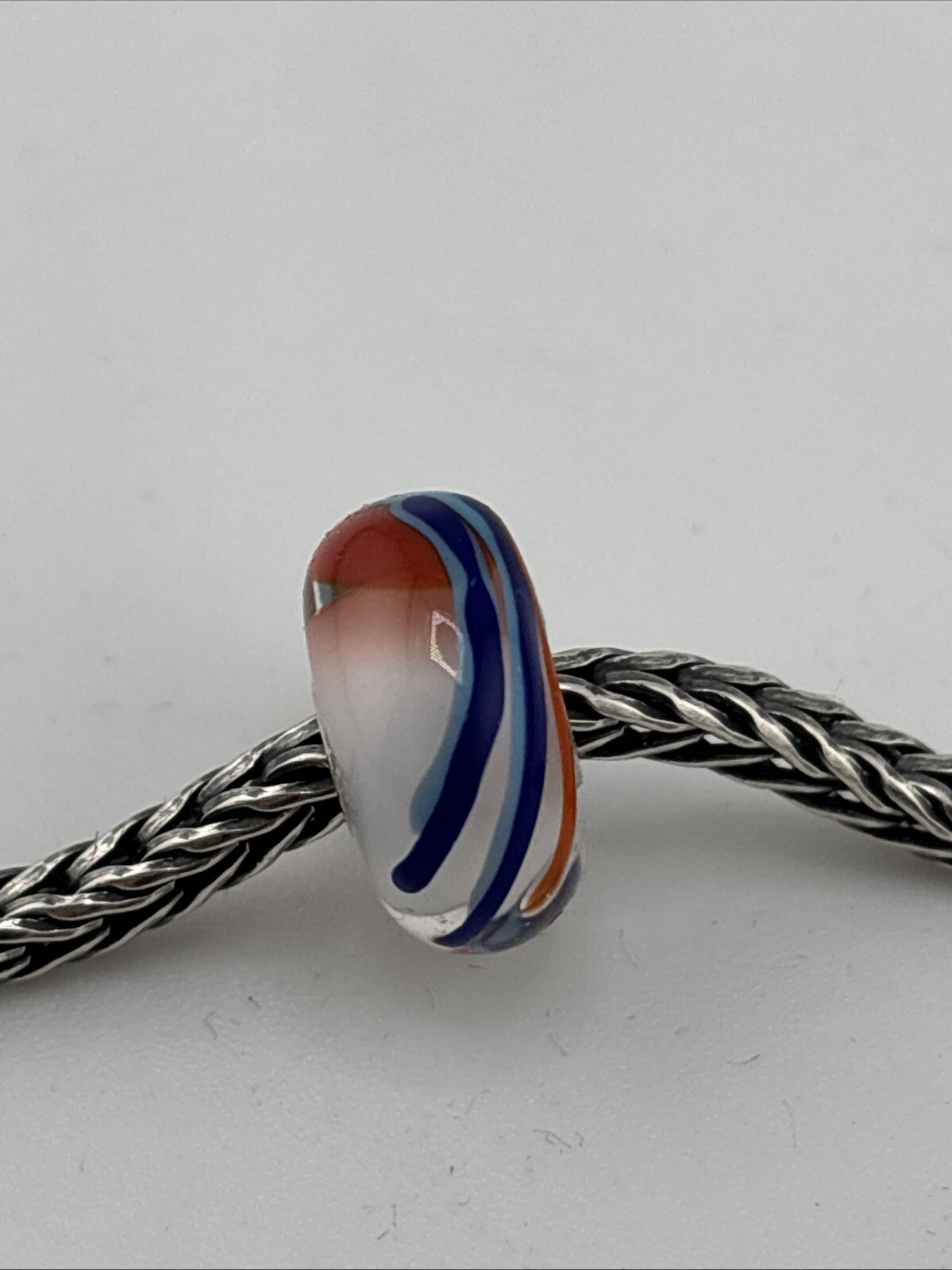 Authentic Trollbeads Colorful Parrot On White Base Bead NEW #377