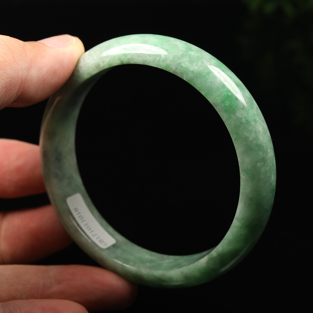61mm Certified Grade A 100% Natural Green Jadeite Jade Bangle Bracelet SEC02089