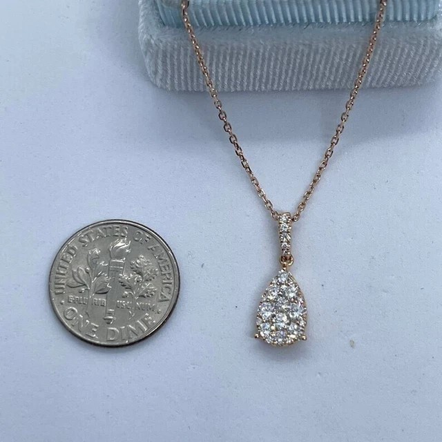 Stunning Teardrop Shape Pendant Round Cut Simulated Diamond 14K Rose Gold Plated