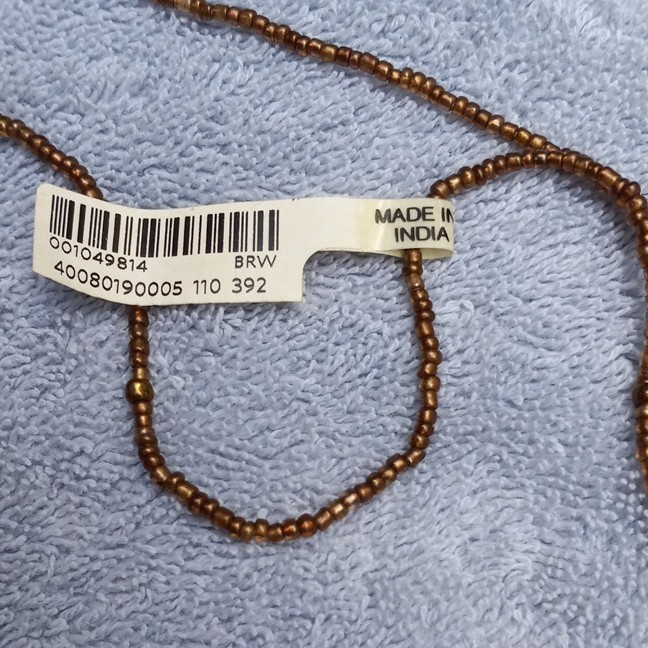 Brown Glass Seed Bead Round Beaded Necklace 50 in No Clasp India