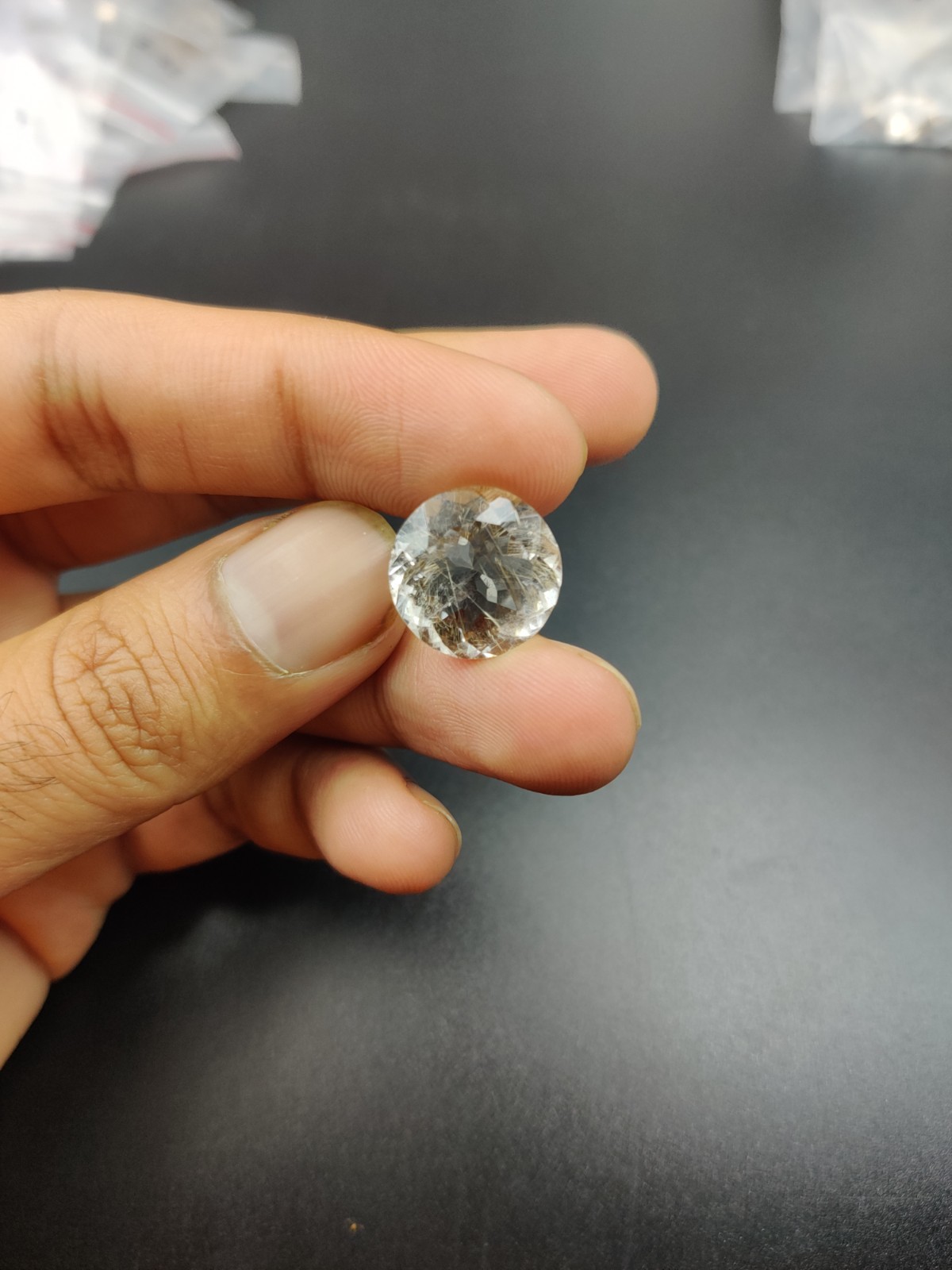 13.20 Ct Natural Rutilated Quartz Faceted Cut Round Gemstone 16mm W00232