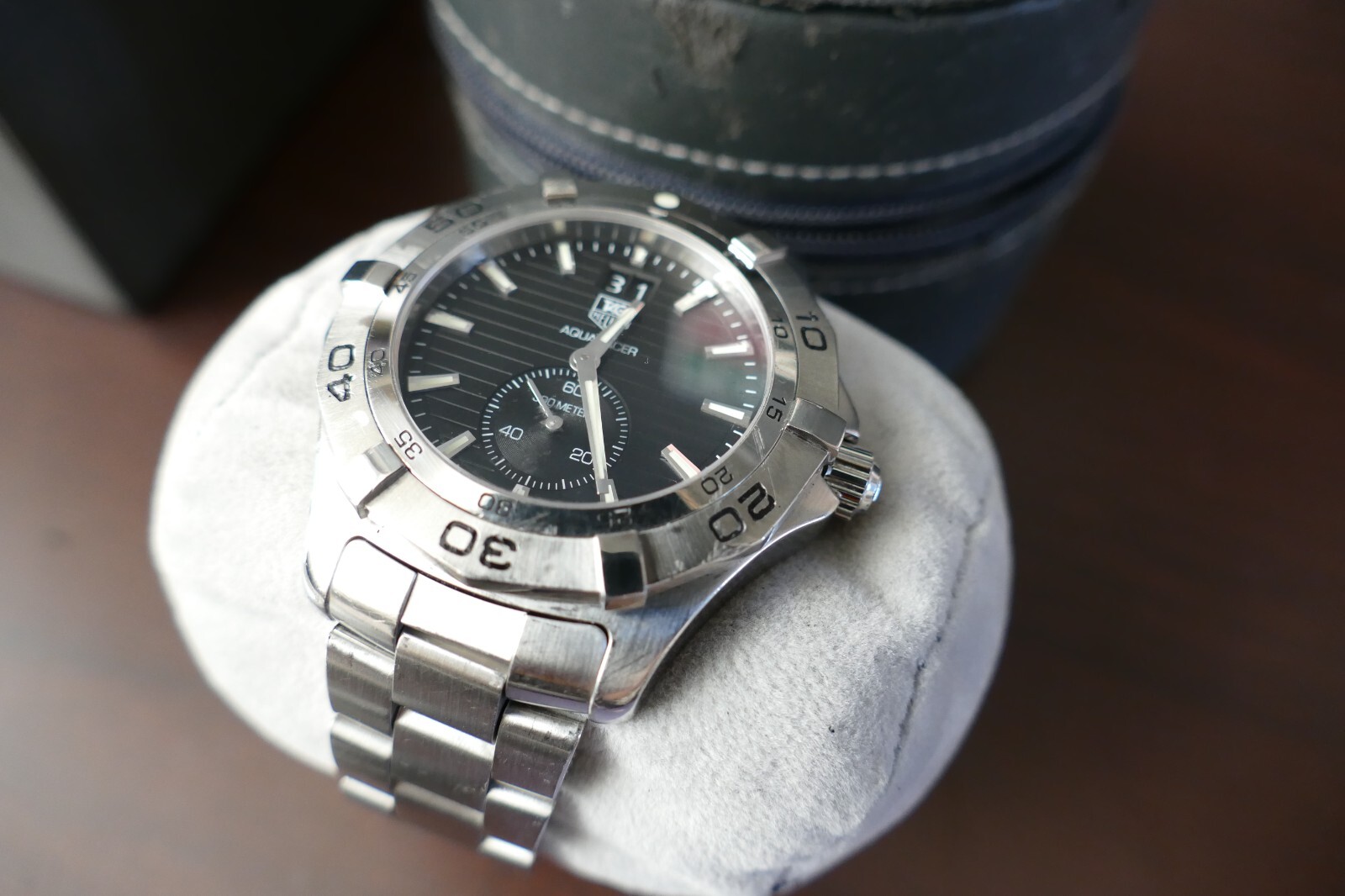 TAG Heuer men black Aquaracer swiss link monza autavia watch 300m WAF1014.BA0822