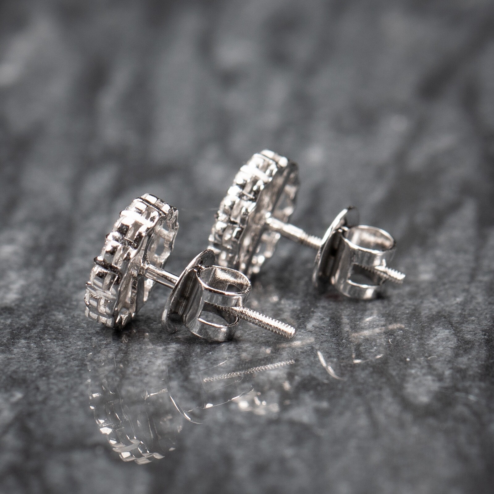 White Gold Sterling 1.05Ct VVS Moissanite Flower Cluster Silver Stud Earrings