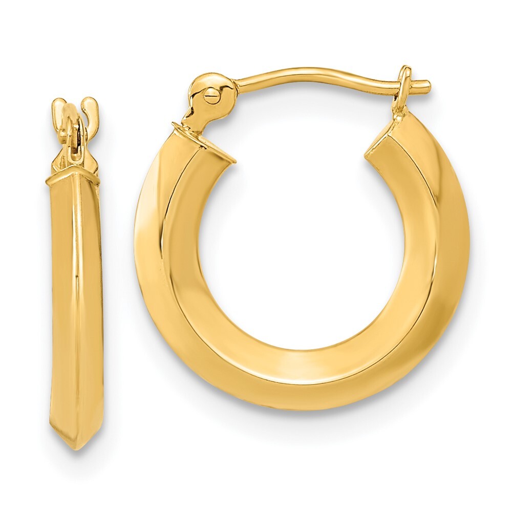 15.2mm 14K Yellow Gold Polished Edged Hoop Earrings
