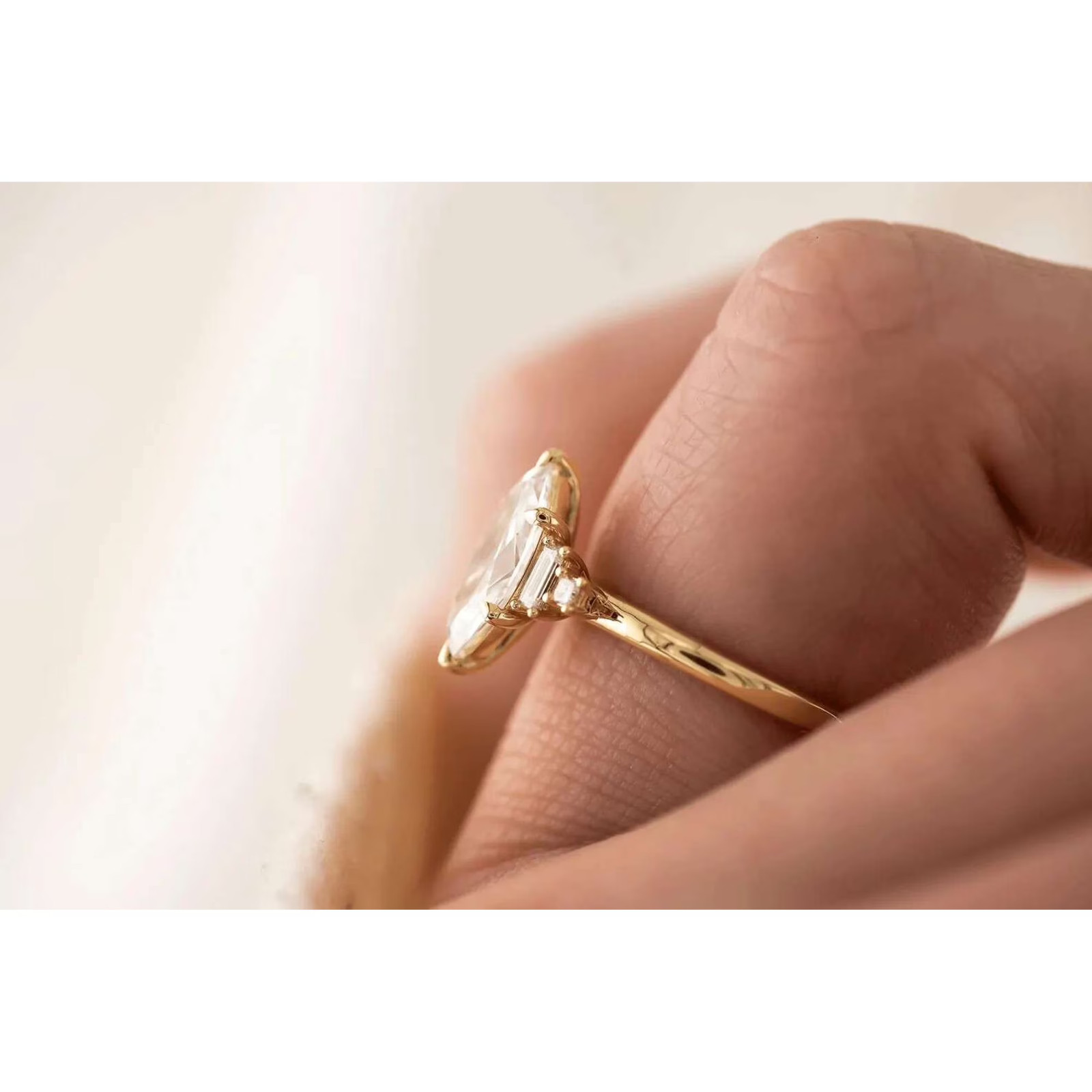 IGI 3.00Ct Marquise Cut EF/VS1 Lab Grown Diamond Engagement Ring 14K Yellow Gold