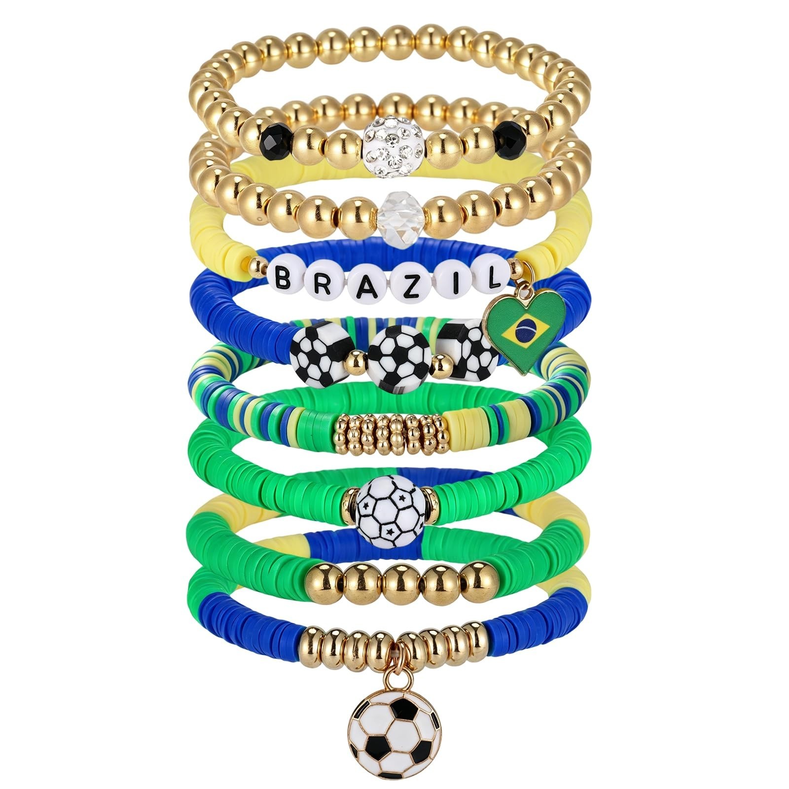 8 Pack Soccer Bracelets for Women – World Cup 2026 Game Day Jewelry, Stackable S
