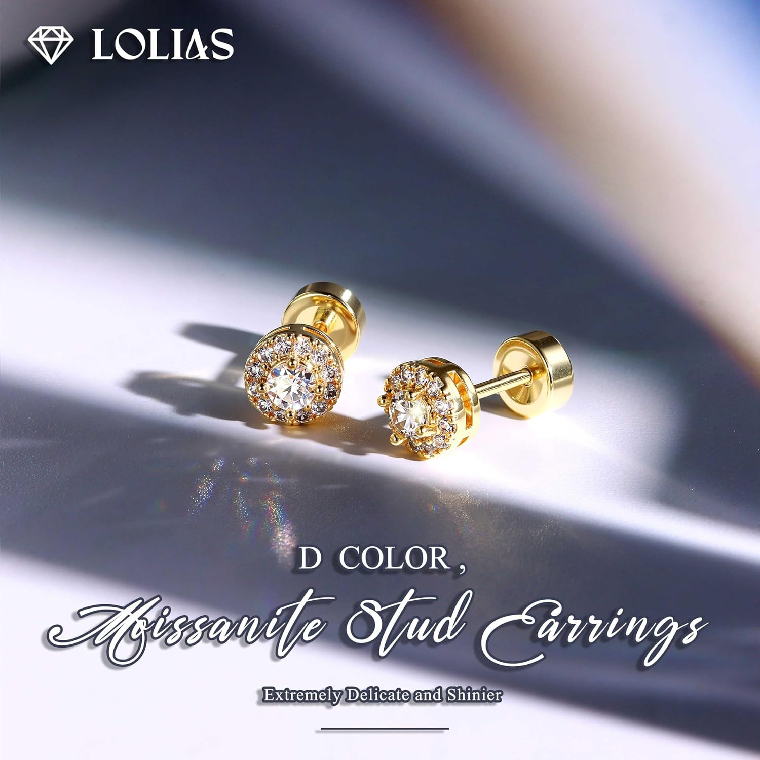 Moissanite Stud Earrings with Flat Back – 925 Sterling Silver D Color VVS1