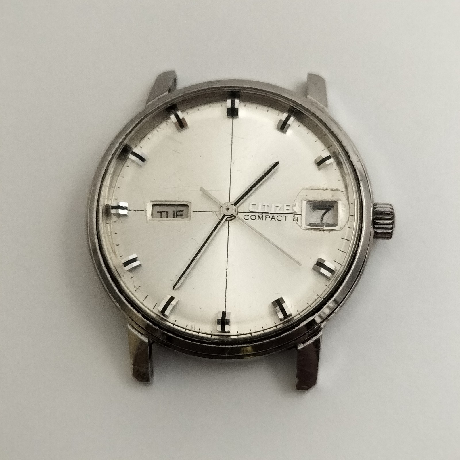 Lot of 2 Vintage Citizen Automatic Watches Auto Dater Uni Compact 21 For Parts