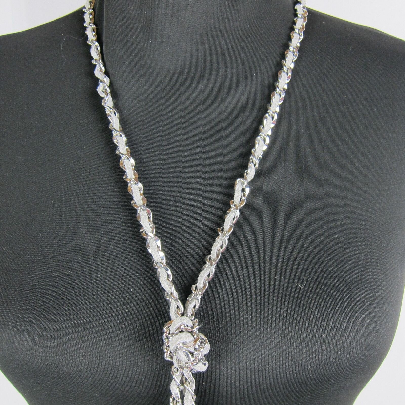 White House Black Market Tassel Pendant Necklace Leather Lariat Chain NWT