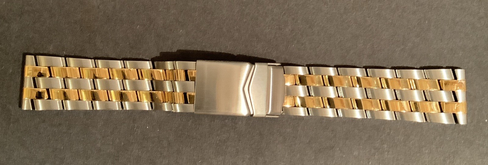 TWO-TONE Gold Plated 20mm Watch Bracelet Fits Breitling And Other Watches