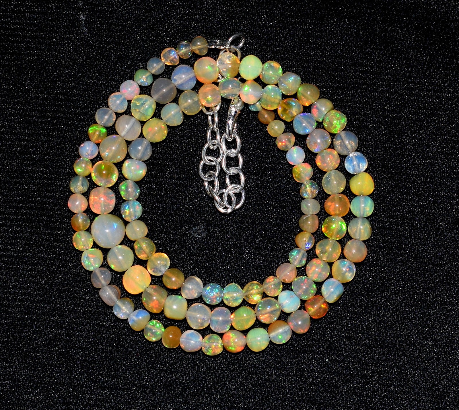 16″Natural Ethiopian Opal Wello Fire Opal Gemstone Beads Necklace Jewelry F3882