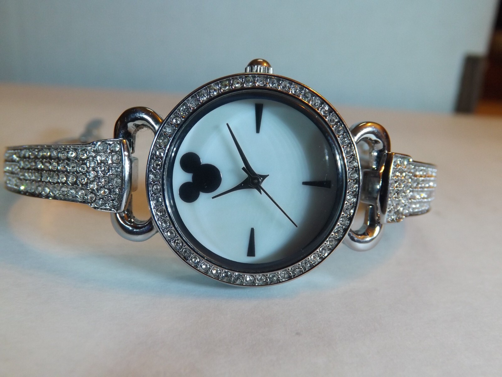 Disney Parks Womens Mickey Mouse Watch -Sparkling Crystals-Two Bonus Bangles-New