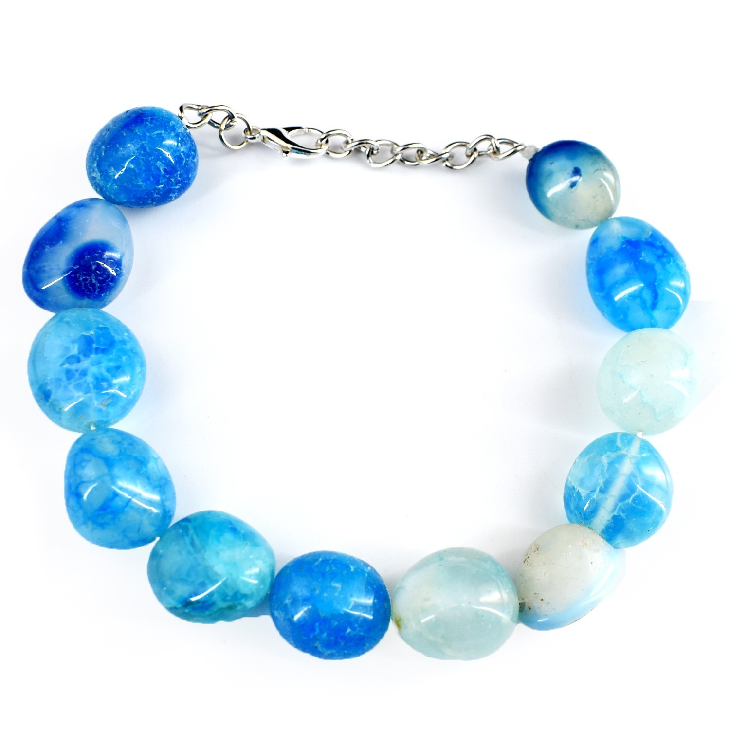 Absolutely Fantastic Blue Onyx 190.00 Cts Beaded Excellent Bracelet RK 50 E766