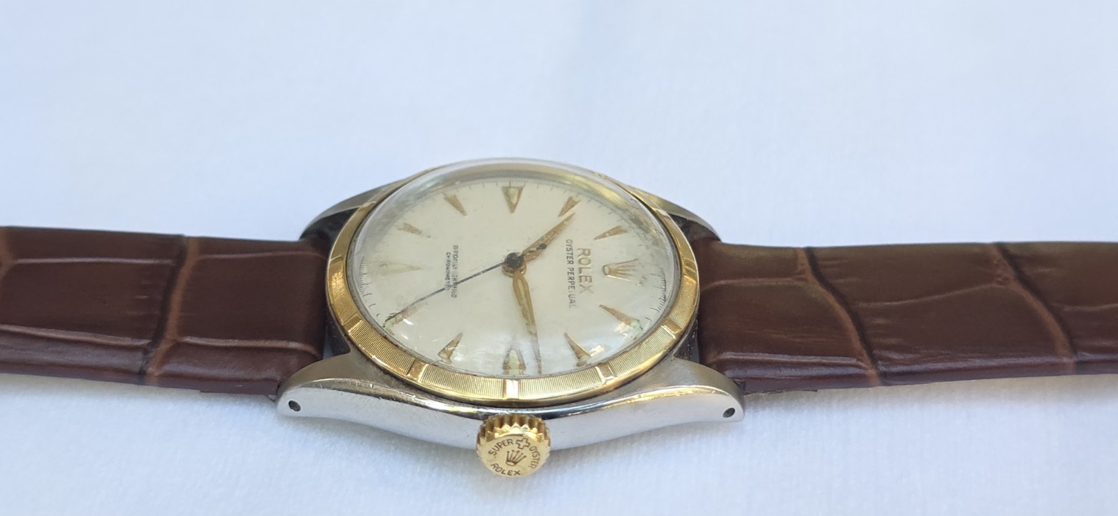 Vintage 1950’s Rolex Oyster Perpetual Ref 6085 Two Tone 34mm Men’s Watch