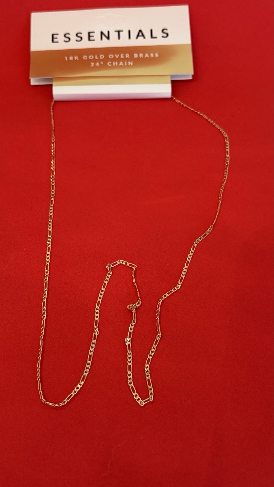 Essentials 18K Gold Over Brass Silver Plated Box Link 24″ Chain Necklace NWT