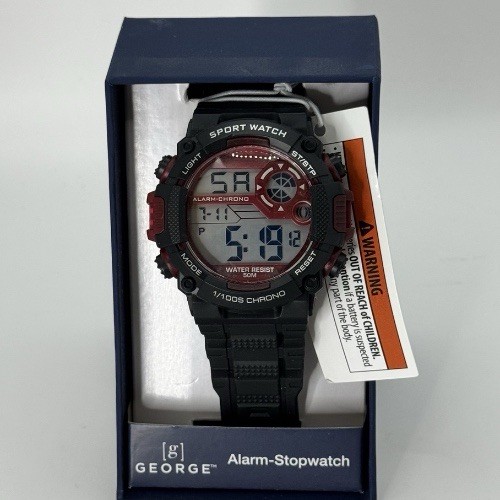 George Wristwatch Alarm Stopwatch – Brand New in Box – Red & Black – Digital.