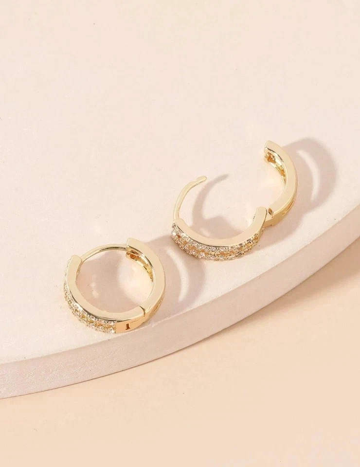3Ct Round Simulated Diamond Huggie/Hoop Stunning Earring 14k Yellow Gold Plated