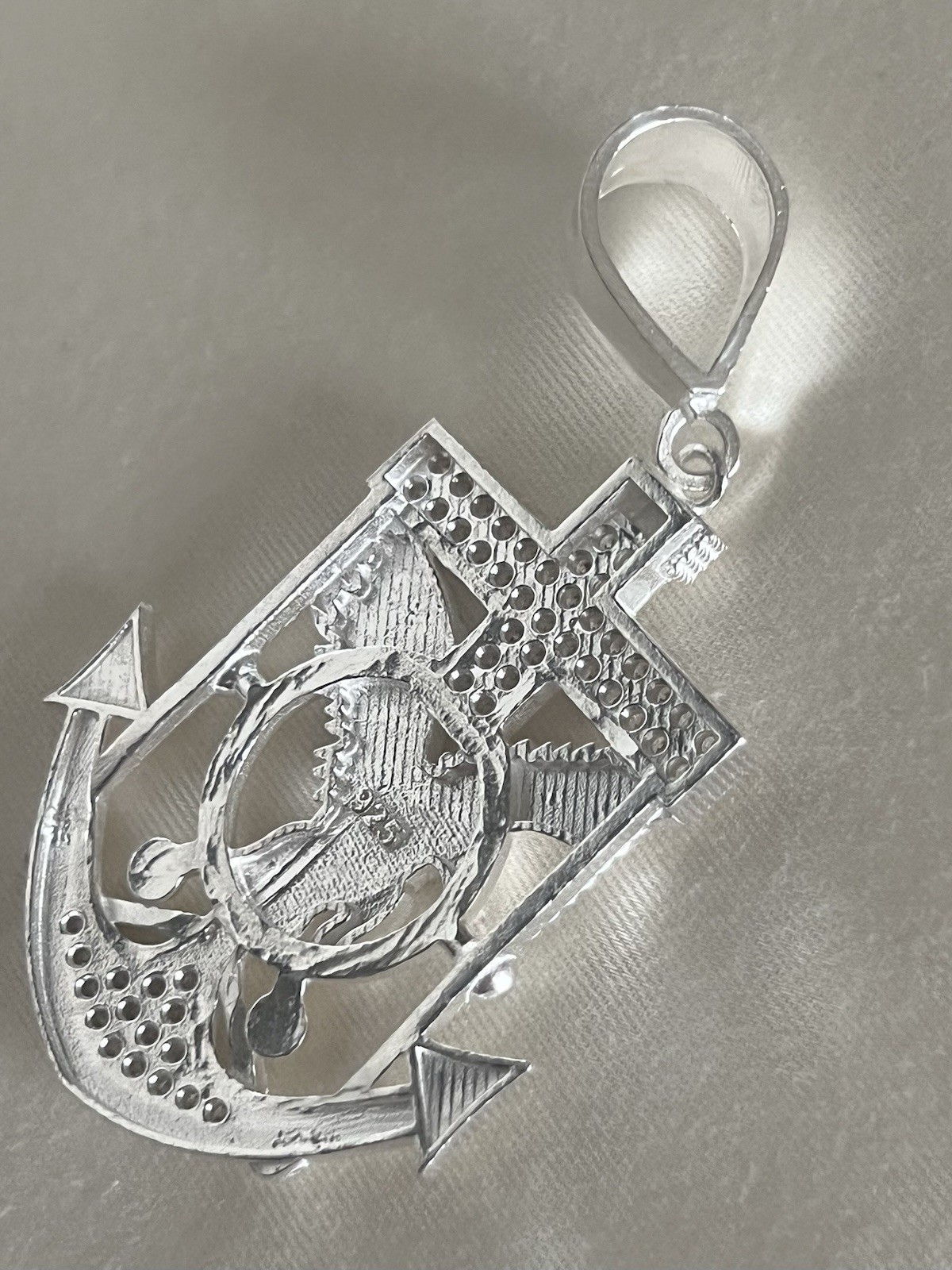 925 Sterling Silver Heavy Eagle Anchor Cross Pendant 19.2g Men’s Statement