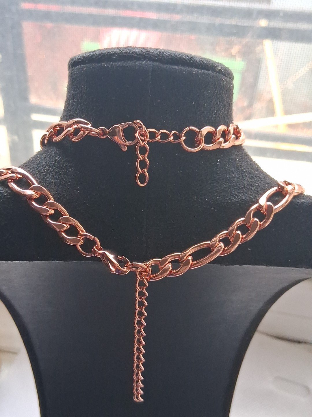 Curb Chain Choker Necklace 20-22 inches And Bracelet Set 7.50-9.0in) In lON