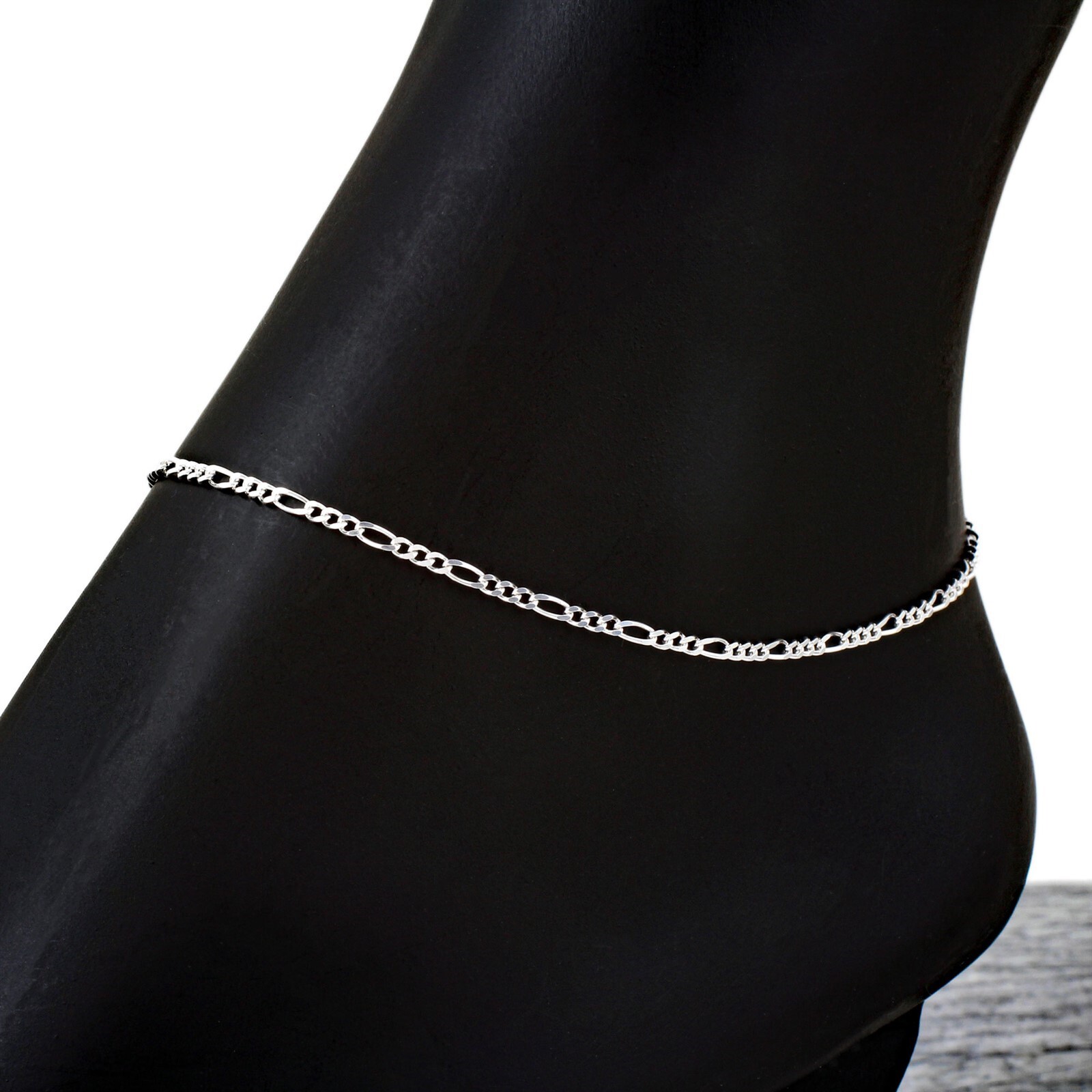 Real 925 Sterling Silver 7″ 8″ 9″ 10″ 11″ 12″ Figaro Anklet or Bracelet 2mm