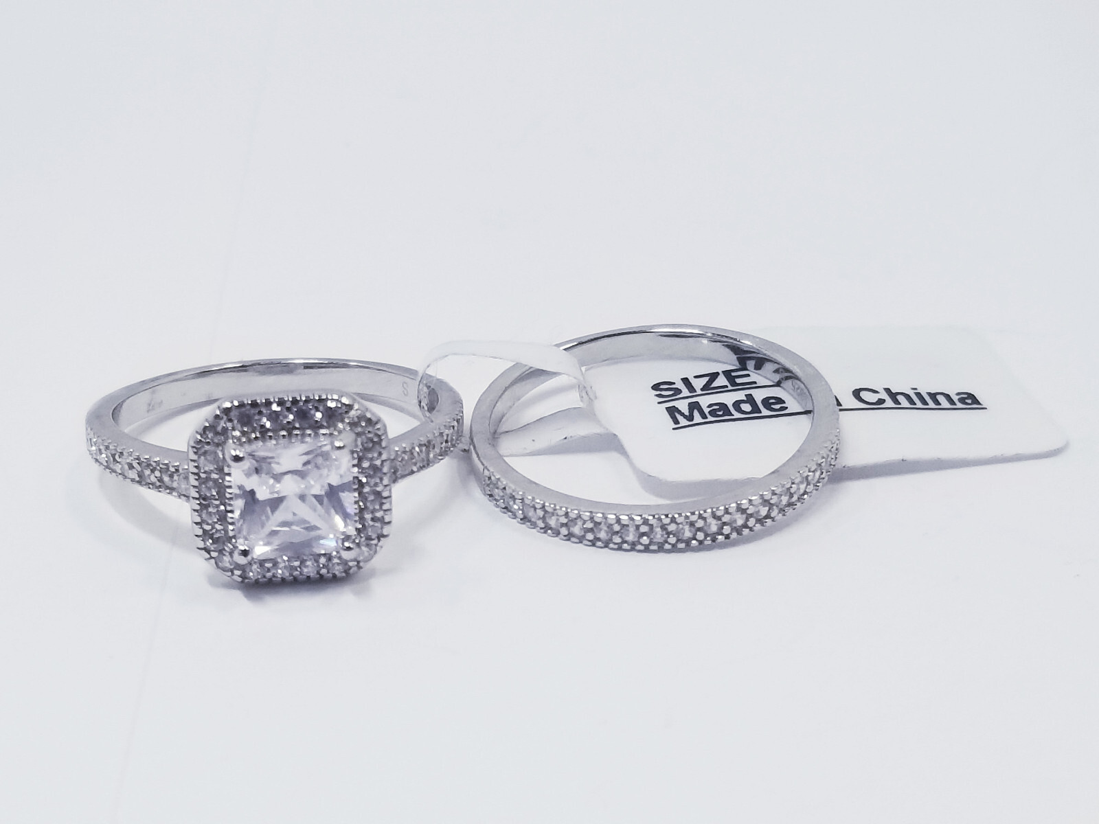 Mabella 925 Sterling Silver 2 Piece Ring Set