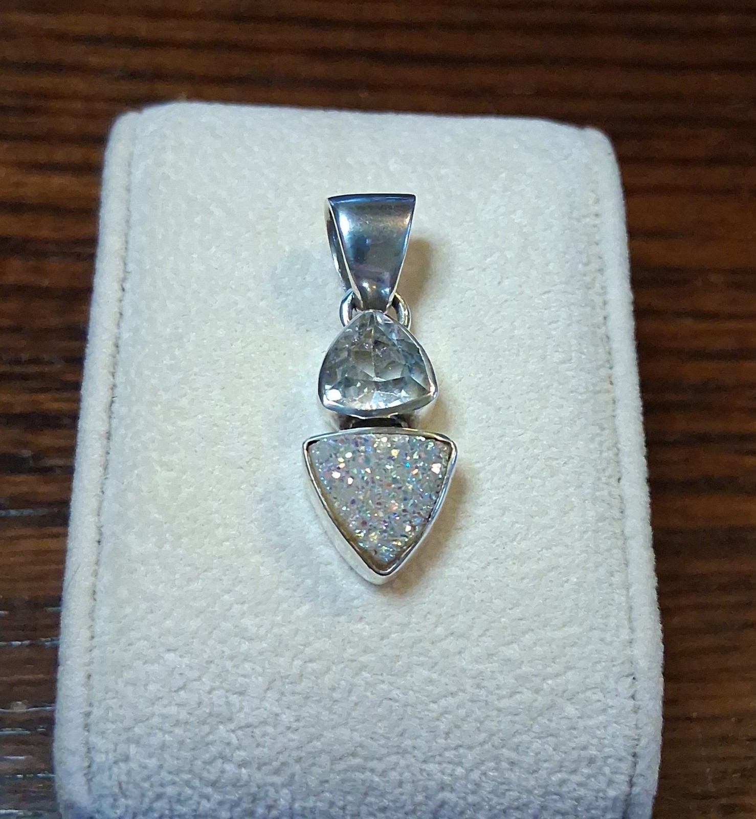 Starborn Sterling Topaz & Rainbow/AB Druzy Pendant 4.3g See Pics/Description