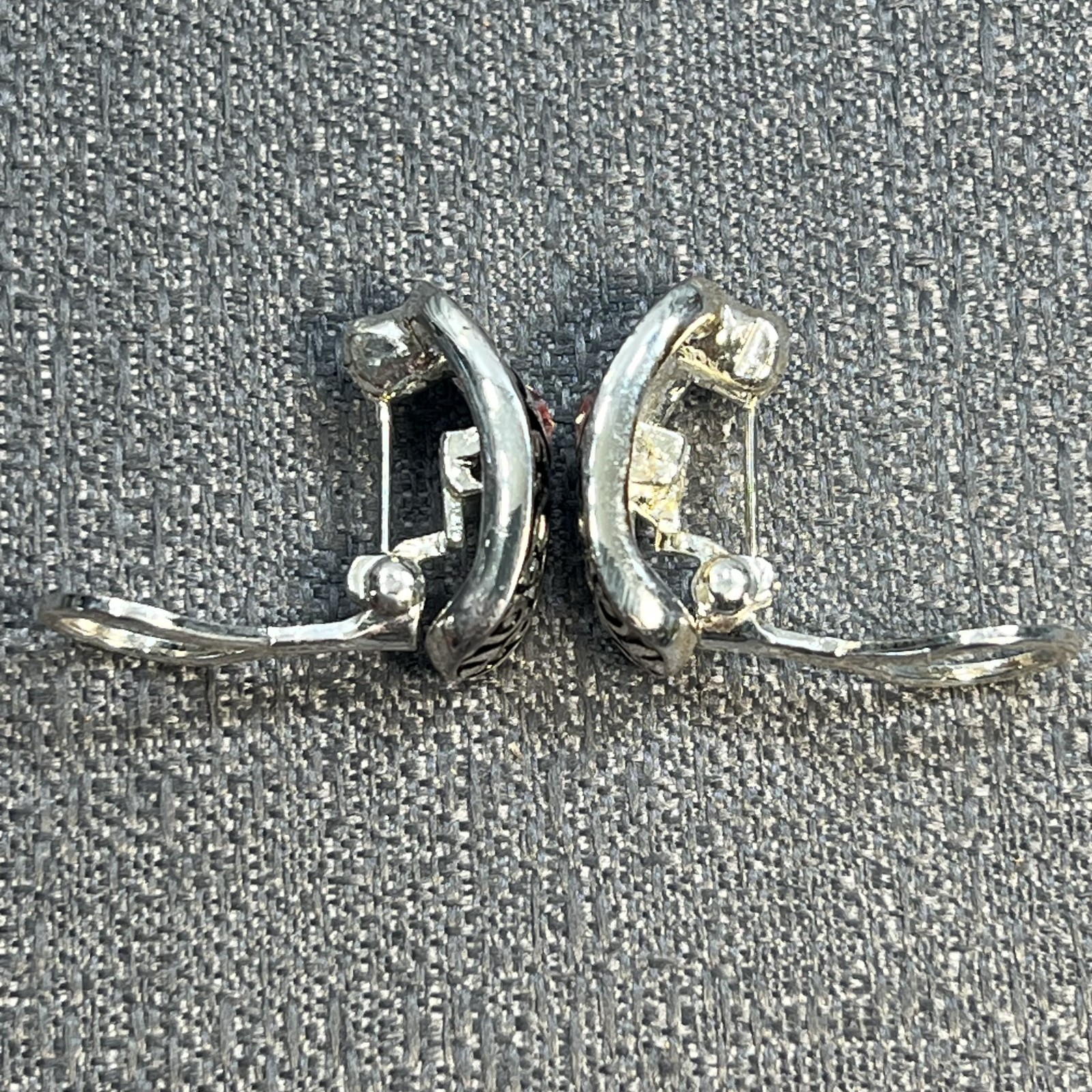 Premier Designs Silver & Pink Rhinestone Hoop Convertible Clip/Post Earrings