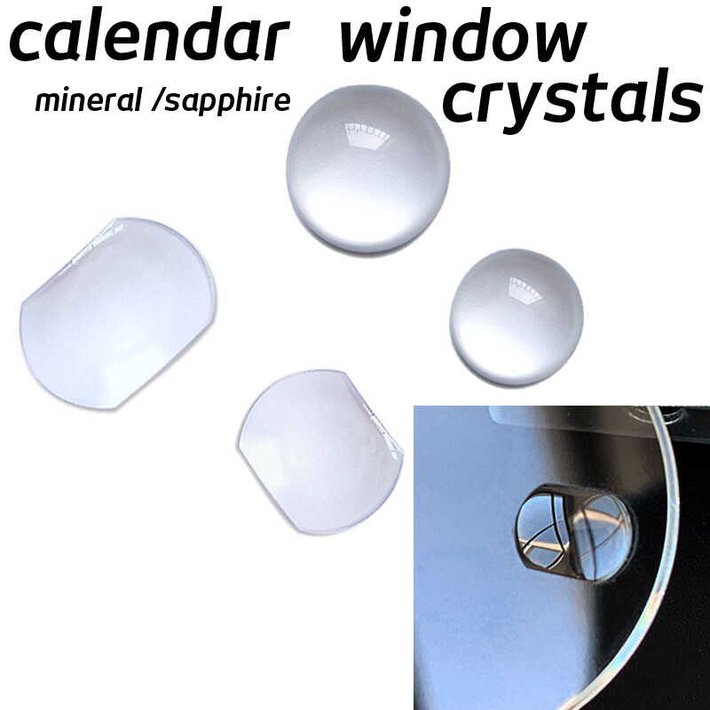 Square Round Mineral Sapphire Watch Crystal Date Calendar Window Magnify Glass