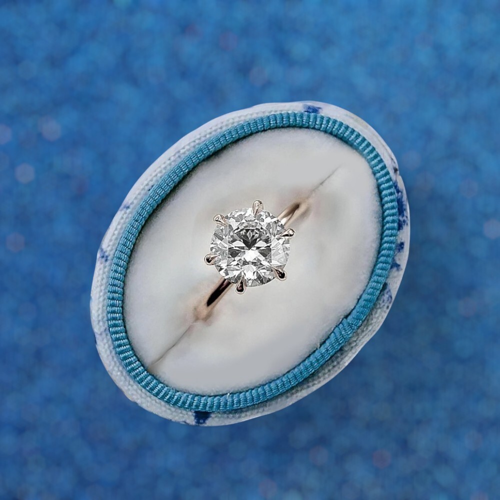 14K Yellow Gold Lab Grown Diamond Engagement Ring Round Cut 2 Ct IGI Certified