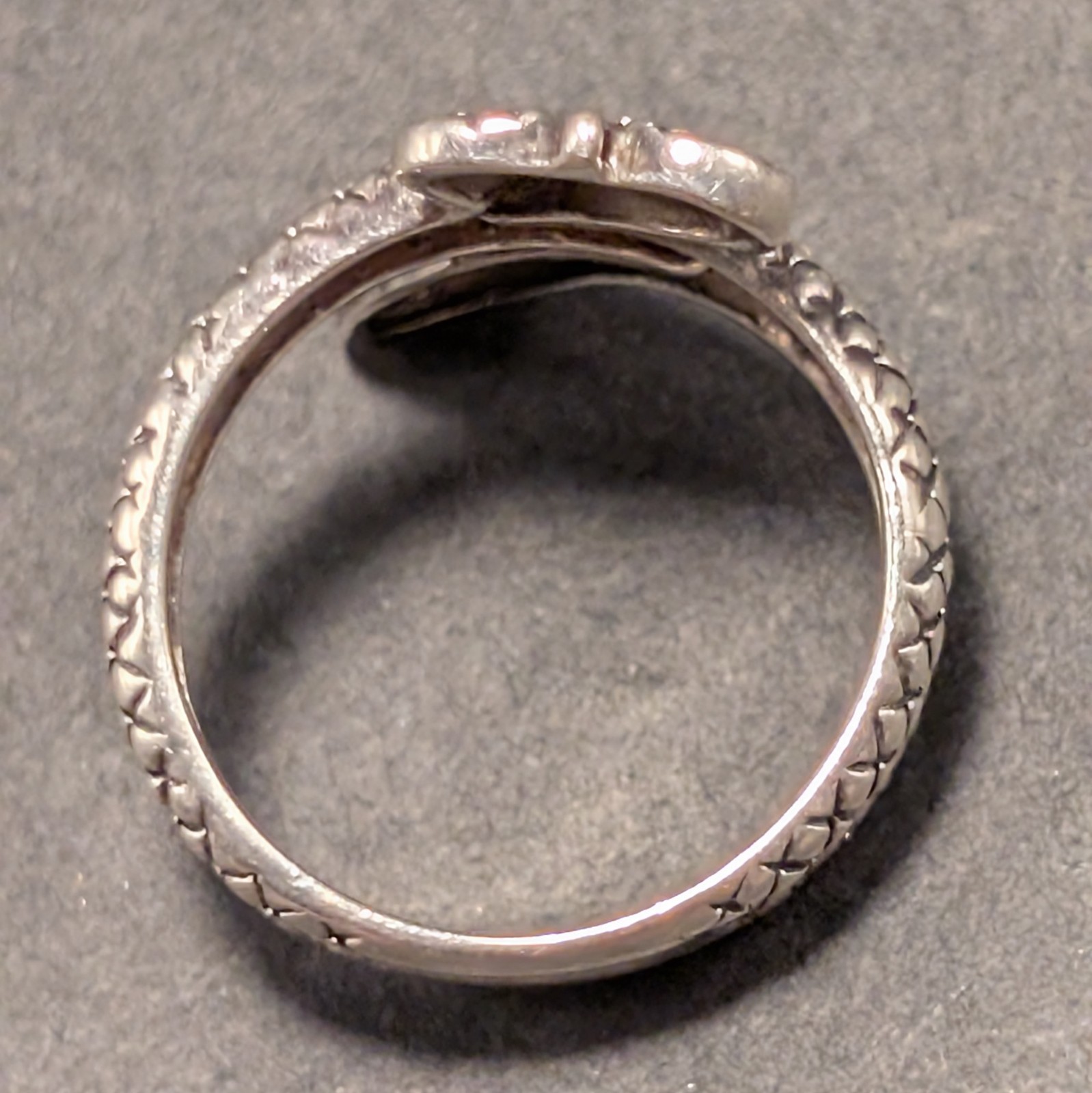 Sterling 925 Coiled Snake Ring Sz 6.75 Goth Wrapped Serpent Textured Design
