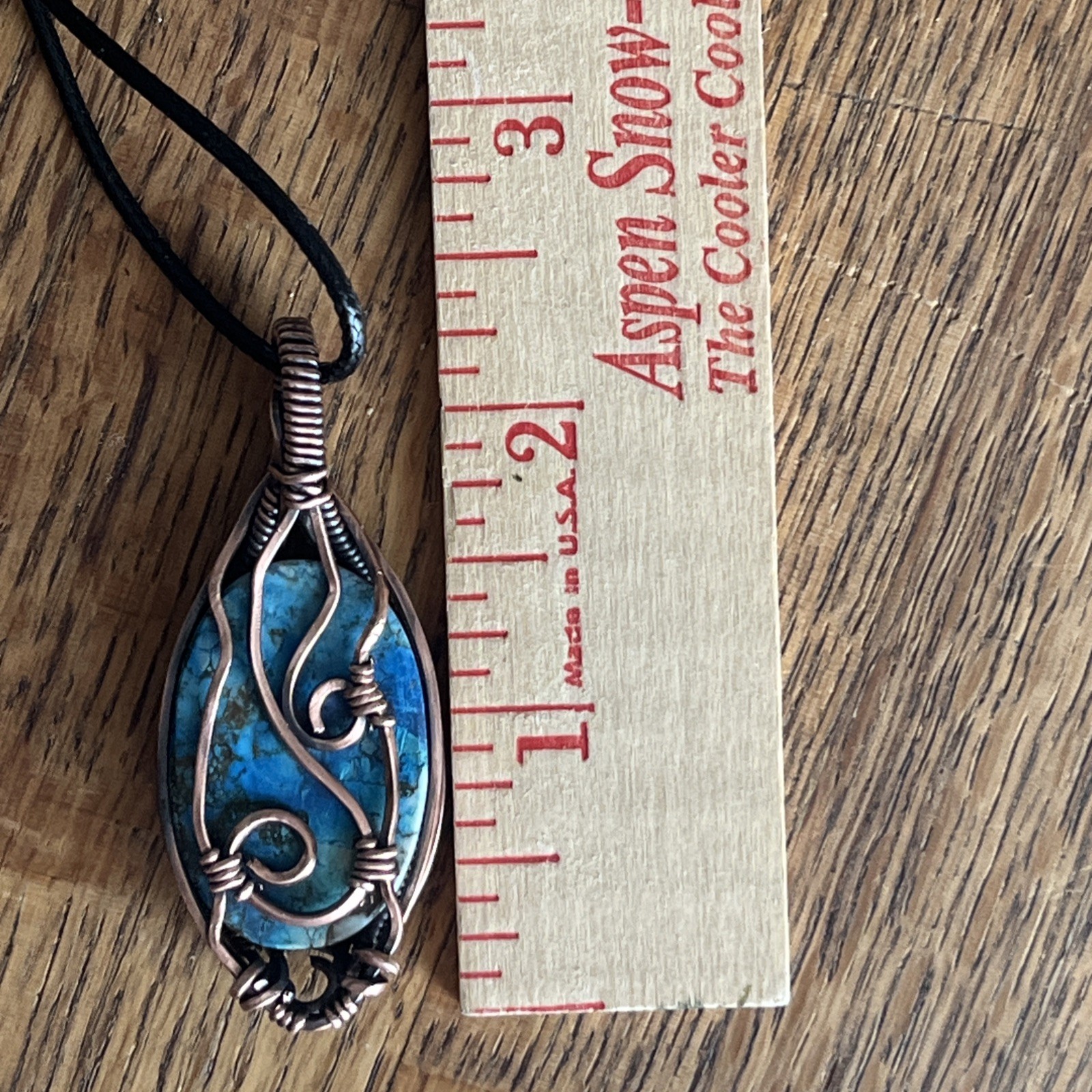 Blue Jasper (dyed) ~ Handmade Copper wire wrapped pendant jewelry 3g