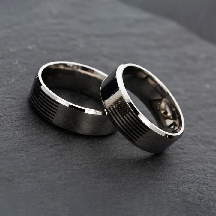 American Flag Ring – Stainless Steel Band – Size 6-13 America, USA – 8mm