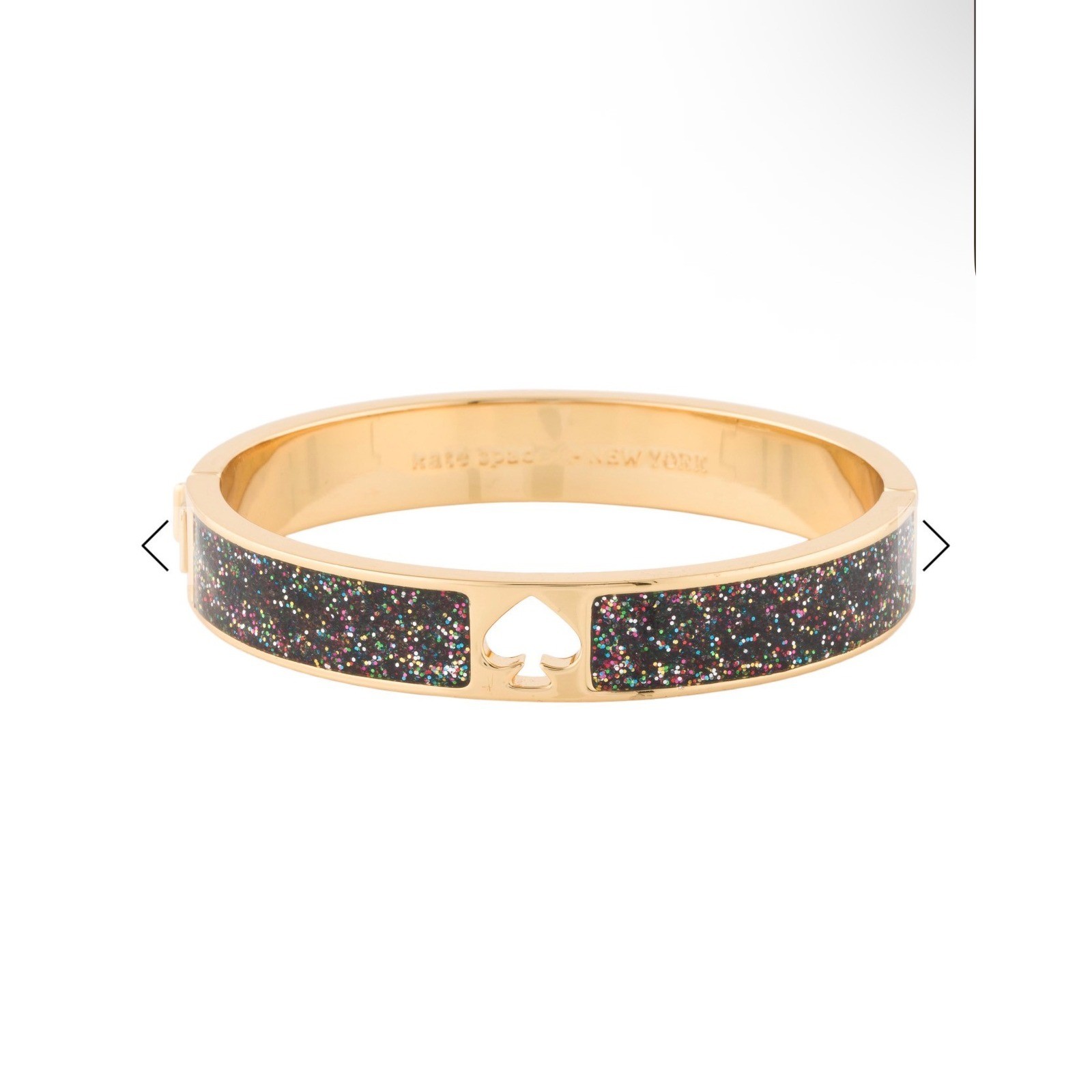 Kate Spade Bangle OS Gold Multi Glitter Hole Punch Spade Hinge Bracelet