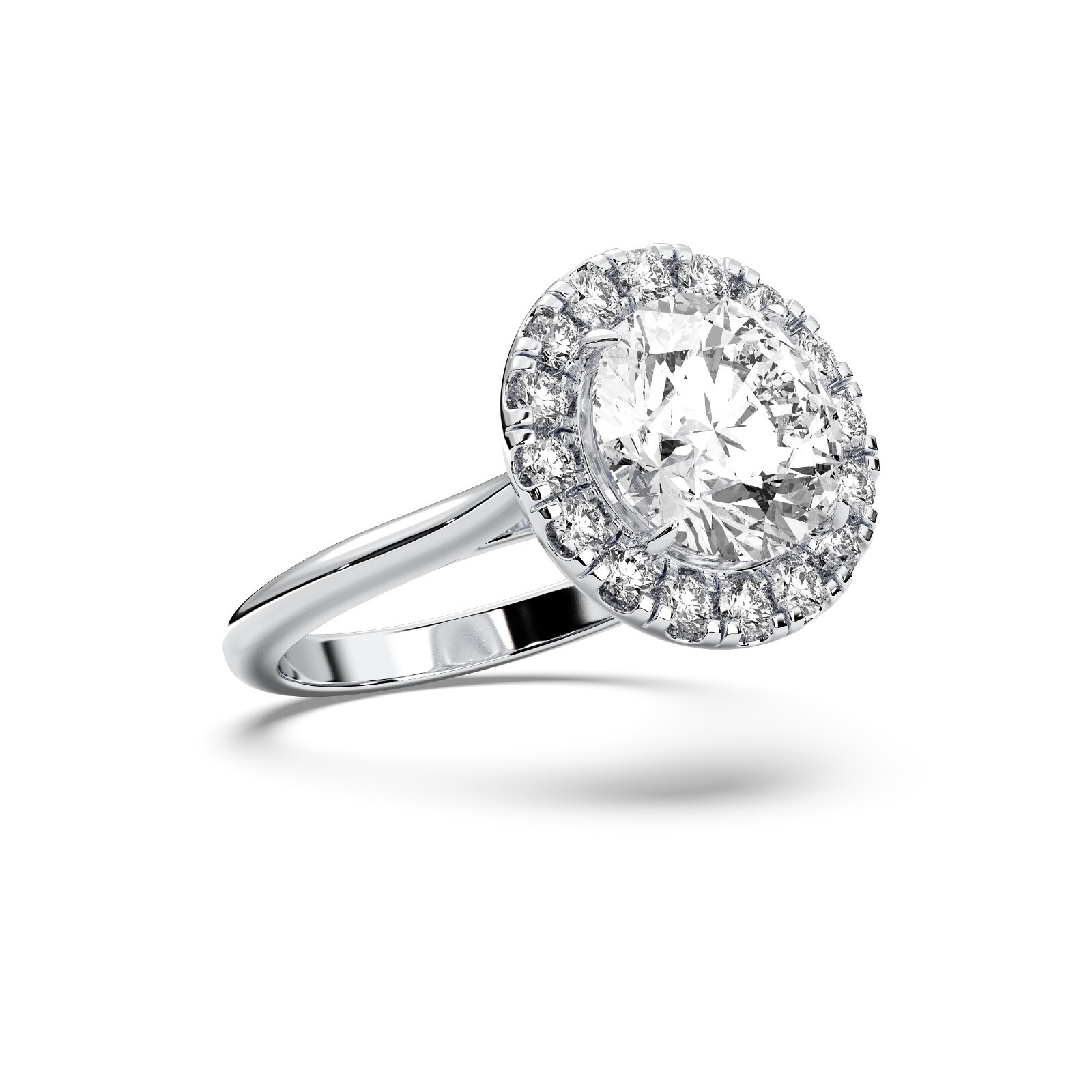 4.70 Carat Round Cut Moissanite Diamond Halo Engagement Ring in Silver For Women