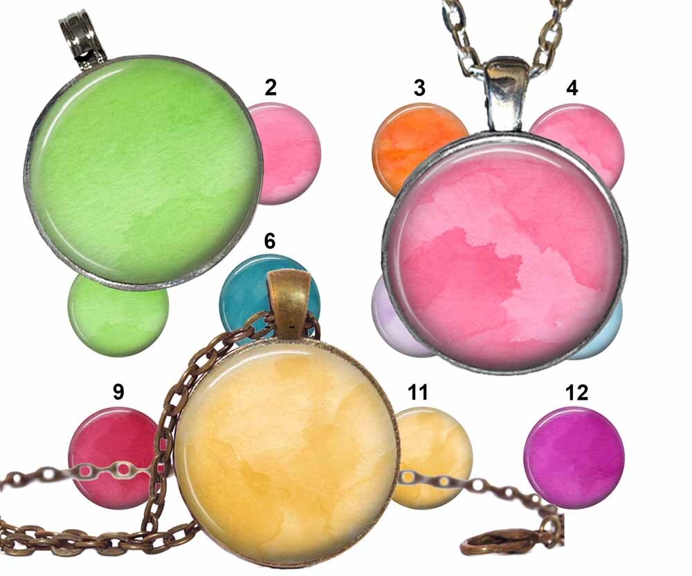 Watercolor Interchangeable Magnet Inserts for Magnabilities or 23mm Pendant Tray
