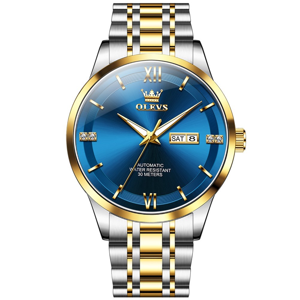 OLEVS 7061 Fashion Luxury Stainless Steel Strap Automatic Mechanical Wristwatch`