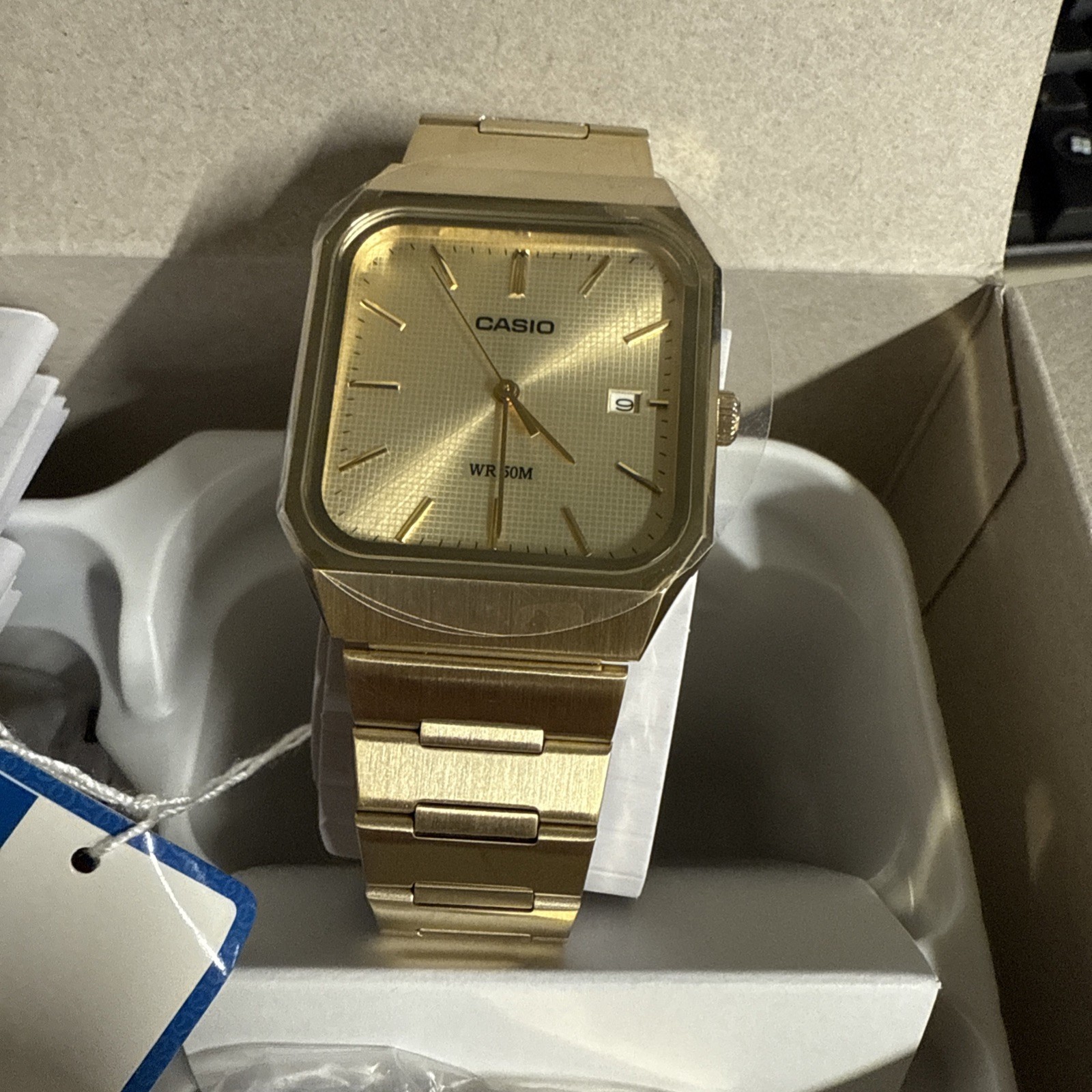 Casio MTP-B185G-9A Gold Stainless Steel Analog Men’s Watch | WR 50M | New